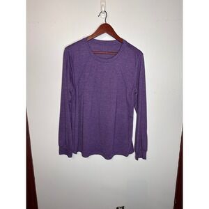 Kistore Womens Purple Heathered Pleated Front Long Sleeve Top Size M